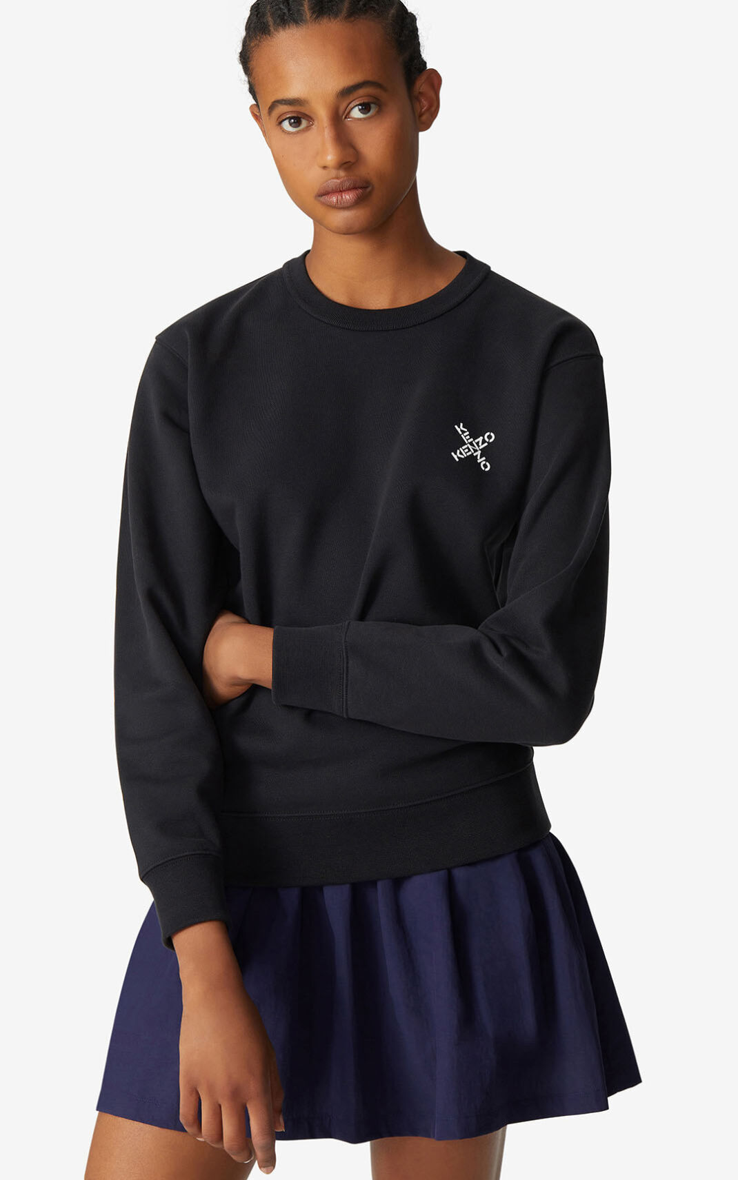 Kenzo Sport Little X Sweatshirt Black For Womens 4678HTMLD